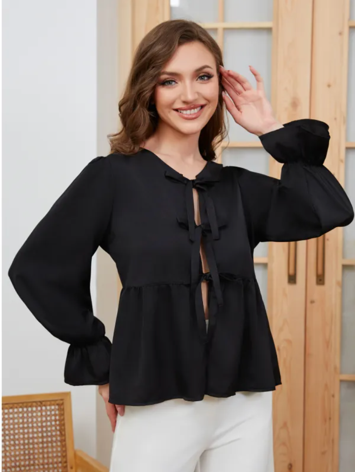 Old Money Bluse mit Schleifen Damen