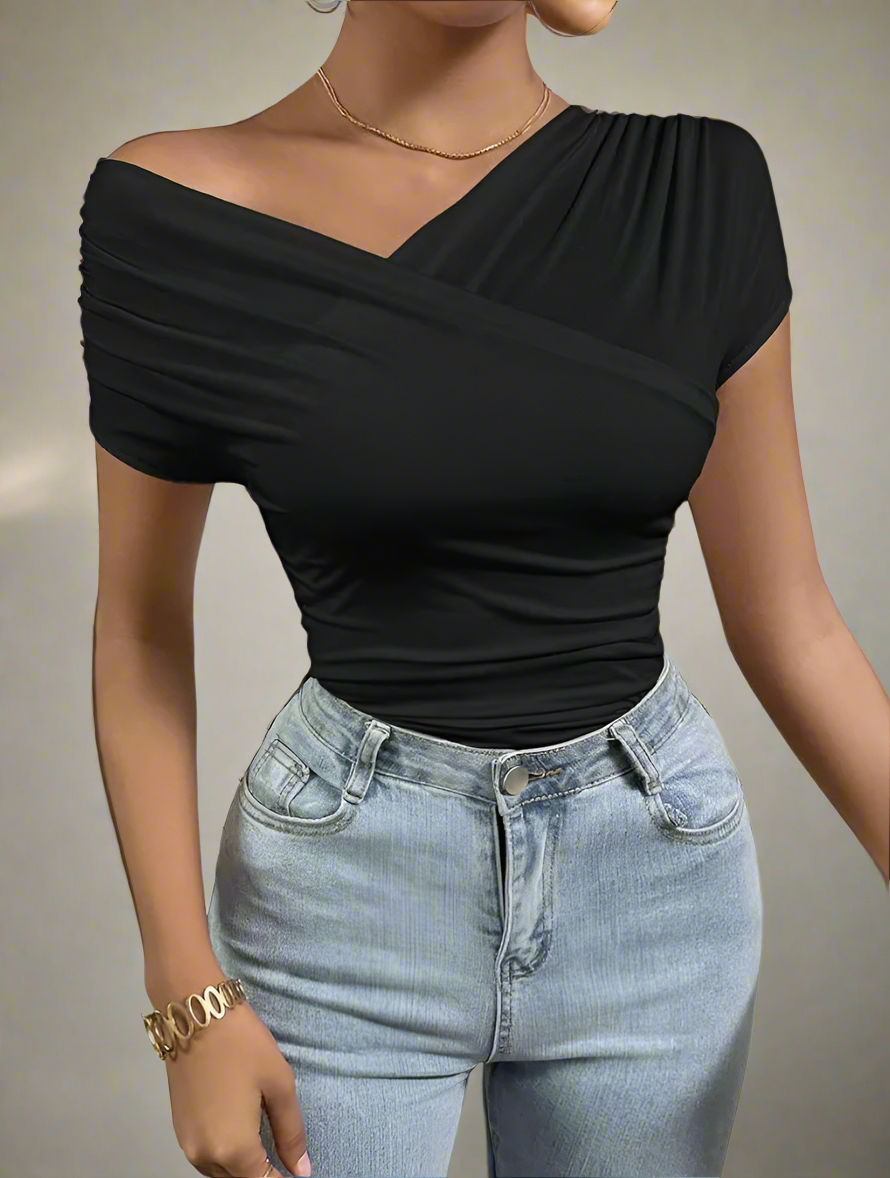Old Money Tailliertes Schwarzes Top Damen