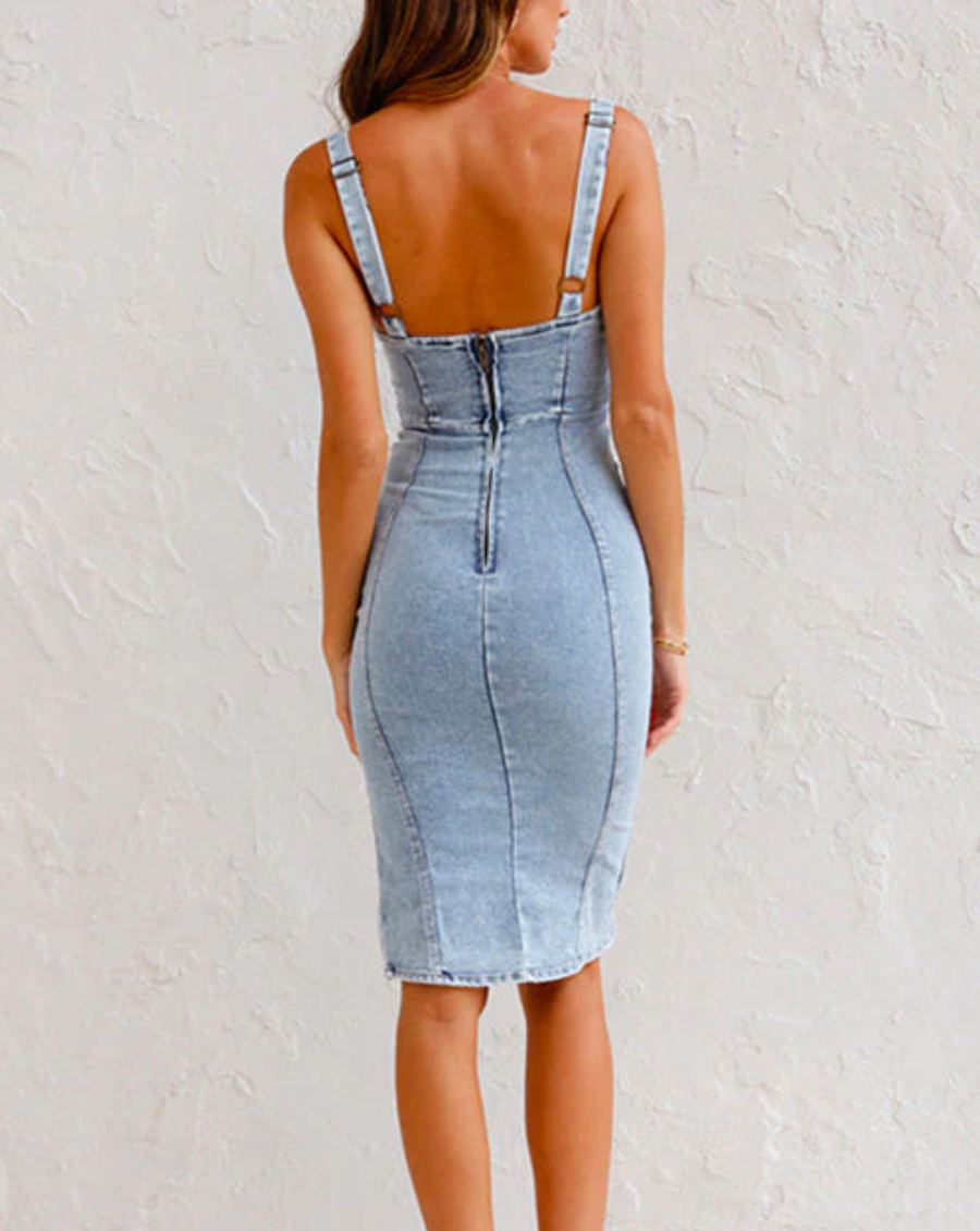 Lillymoda | Elianna - Lässiges Bodycon Denim Kleid