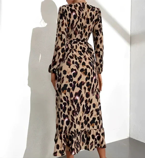 Lillymoda | Beatrice - elegantes Wickelkleid mit Leopardenmuster
