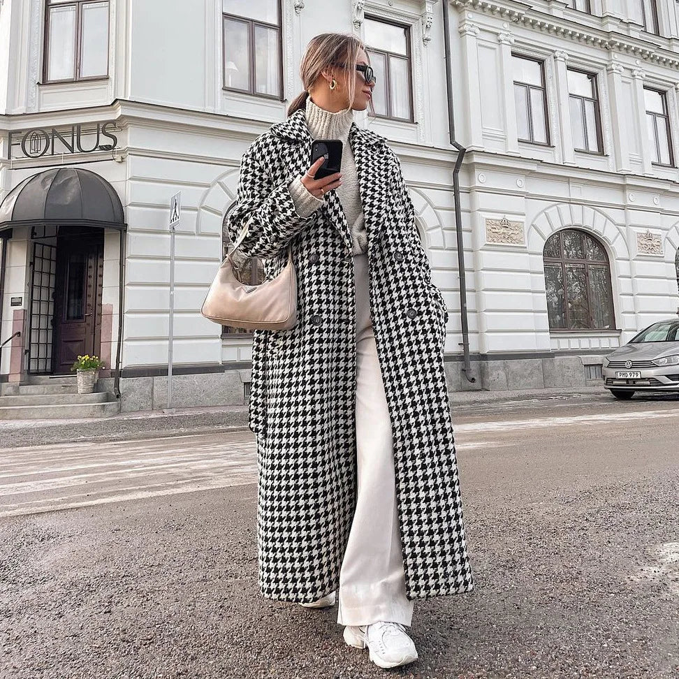 Lillymoda | Abigail – Eleganter langer karierter Mantel