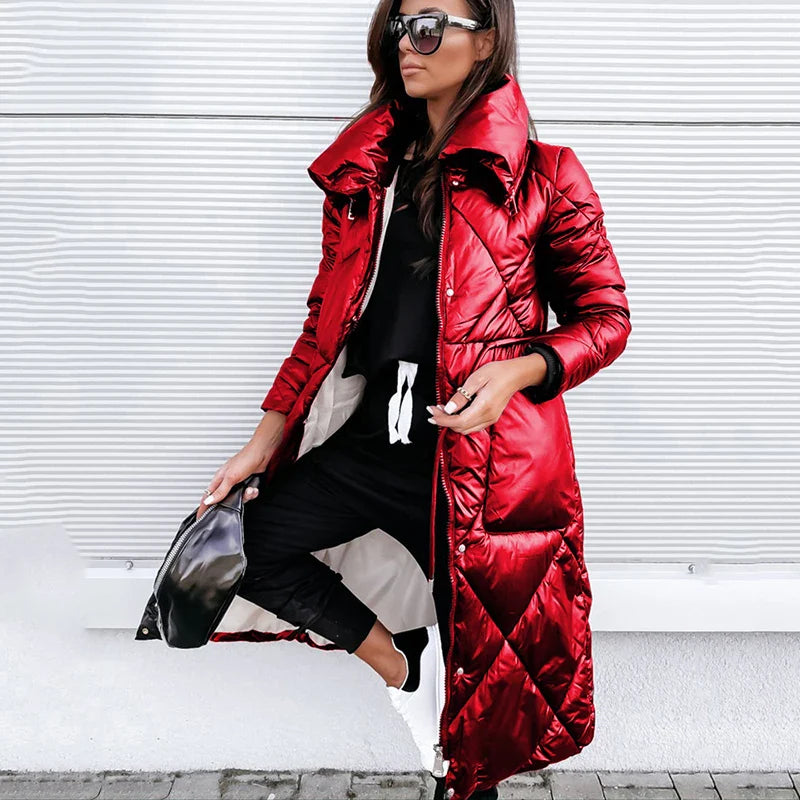 Lillymoda | Ella - Lange Wattierte Jacke für Frauen