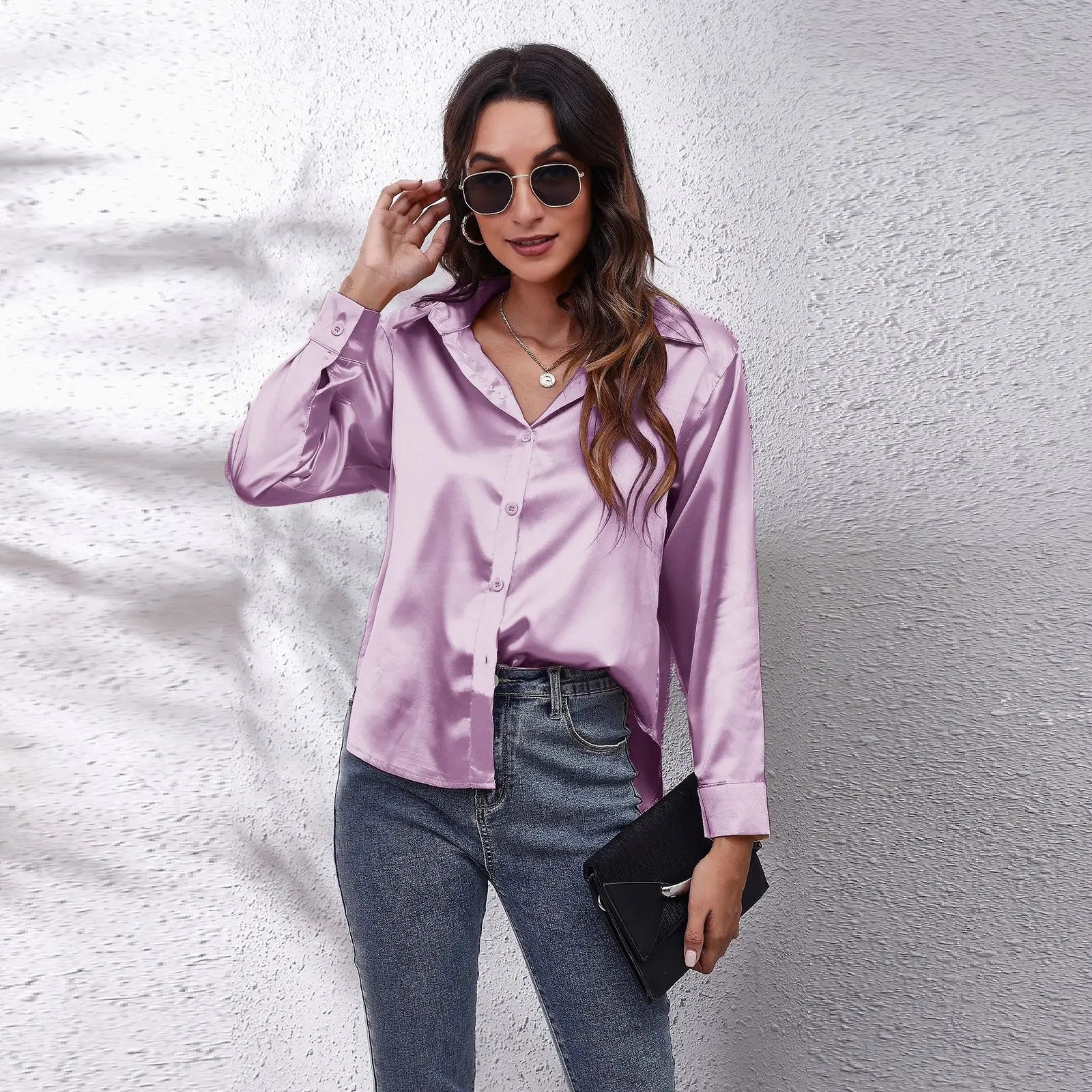 Lillymoda | Danna - Satin Charm Knopfhemd