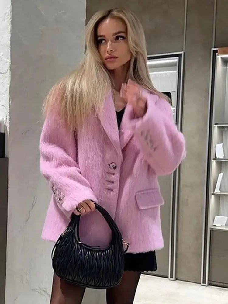 Lillymoda | Andera - Plüsch Wintermantel mit Taschen für Damen