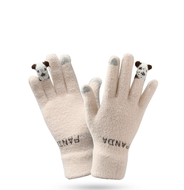 Handschuhe | Elegante und warme Baumwollhandschuhe mit Plüschfutter und Touchscreen-Funktion, perfekt fürs Radfahren
