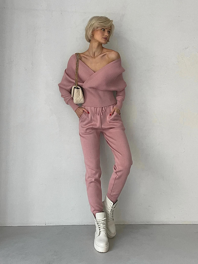 Lillymoda | Annika - Gestricktes Streetwear-Set [Pullover+Hose]