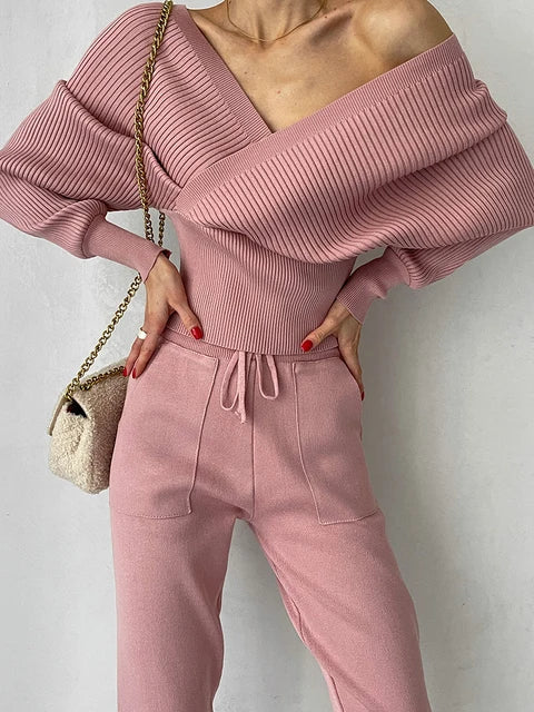 Lillymoda | Annika - Gestricktes Streetwear-Set [Pullover+Hose]