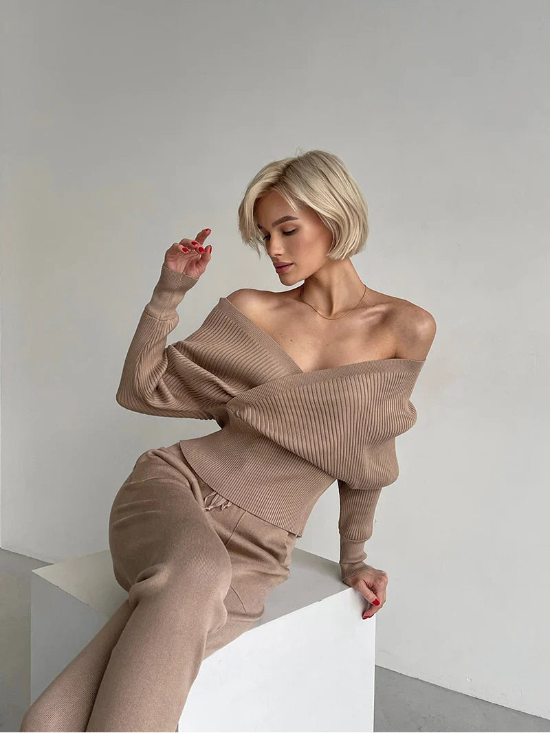Lillymoda | Annika - Gestricktes Streetwear-Set [Pullover+Hose]