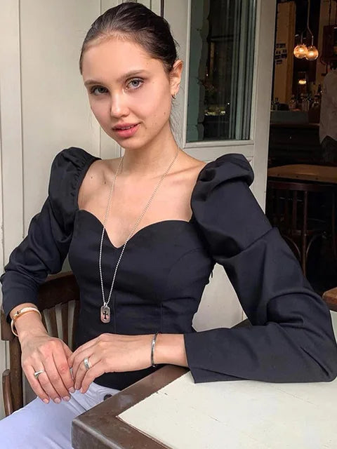 Lillymoda | Caroline - Stylisches Top mit Puffärmeln und V-Ausschnitt