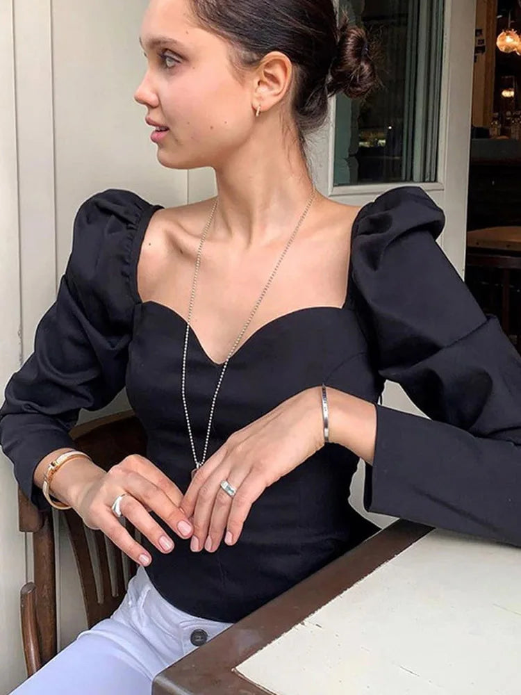 Lillymoda | Caroline - Stylisches Top mit Puffärmeln und V-Ausschnitt