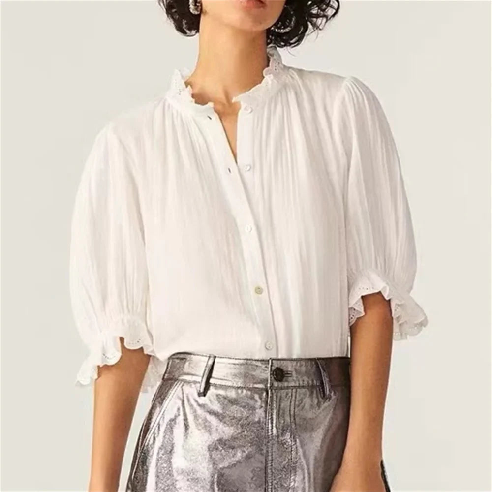 Lillymoda | Glony - Stylische Bluse mit Puffärmeln aus Spitze