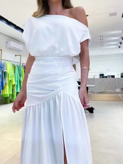 Lillymoda |  Keira - Elegantes Ein-Schultern Kleid mit Schlitz