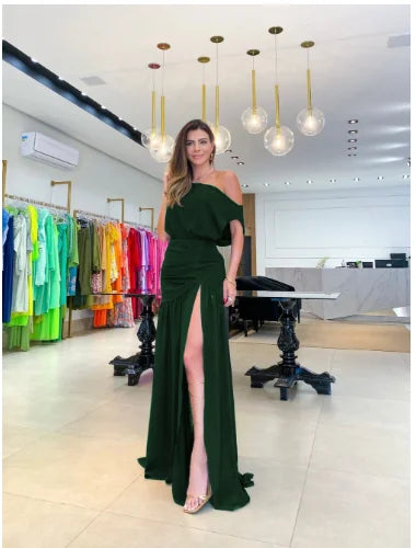 Lillymoda |  Keira - Elegantes Ein-Schultern Kleid mit Schlitz