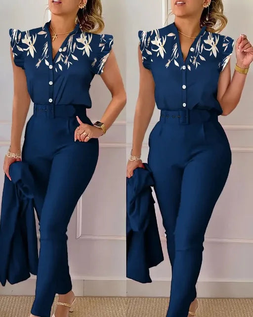 Lillymoda | Ella - Lässiges Büro-Set [Oberteil+Hose]