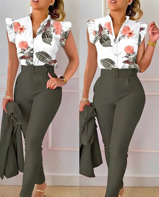 Lillymoda | Ella - Lässiges Büro-Set [Oberteil+Hose]