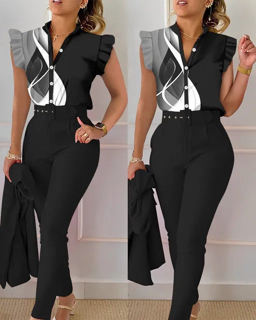 Lillymoda | Ella - Lässiges Büro-Set [Oberteil+Hose]