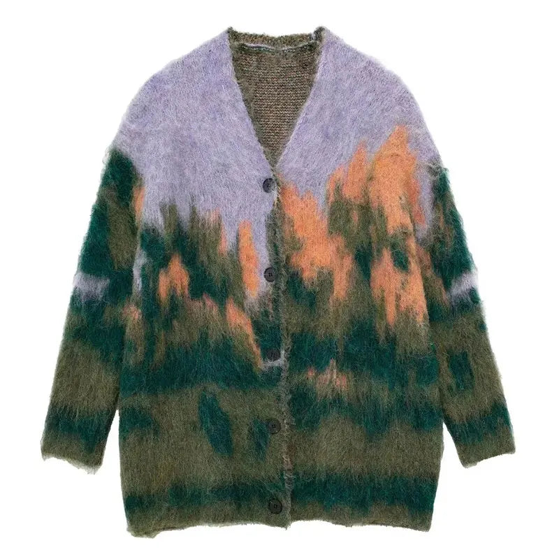 Lillymoda | Daniella - Trendige Bedruckte Strickjacke