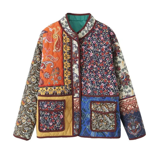 Lillymoda | Brianna - Mantel mit Blumenmuster und Aufgesetzten Taschen