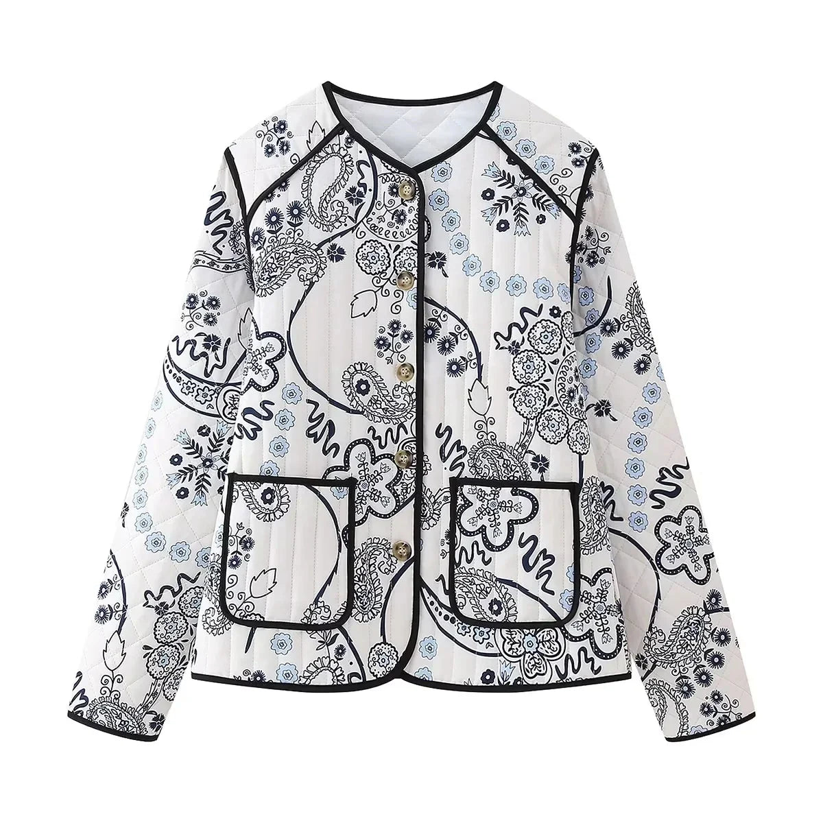 Lillymoda | Gabriela - Stilvolle Bedruckte Wattierte Jacke