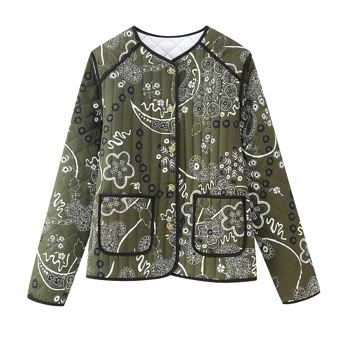 Lillymoda | Gabriela - Stilvolle Bedruckte Wattierte Jacke