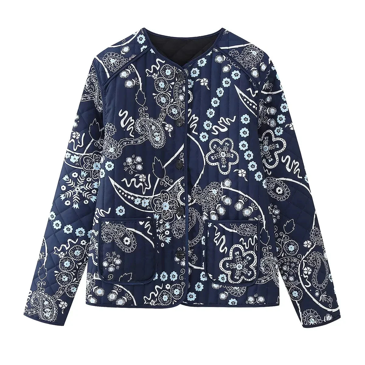 Lillymoda | Gabriela - Stilvolle Bedruckte Wattierte Jacke