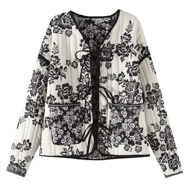 Lillymoda | Azariah - Vintage O-Ausschnitt Bedruckter Mantel