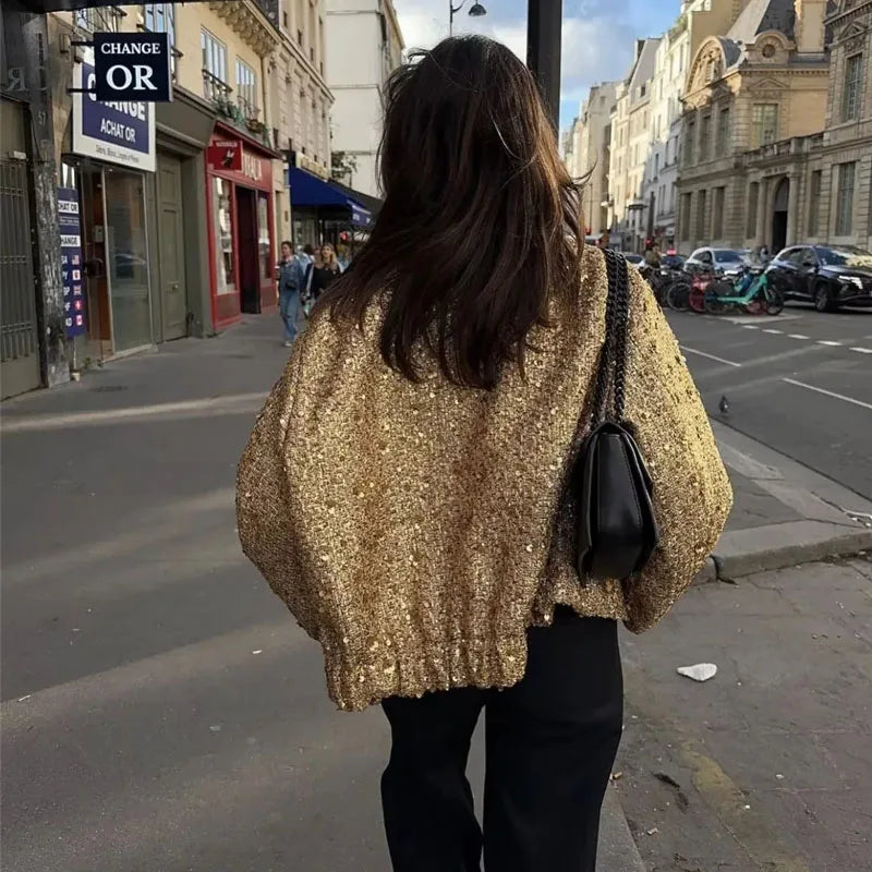 Lillymoda | Emery - Stylische Paillettenjacke mit O-Ausschnitt