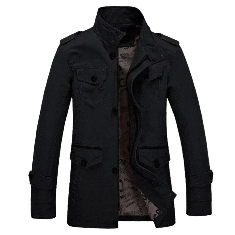 Trenchcoat für Herren - Einreihige Herbstjacke mit schmaler Passform und Reißverschluss