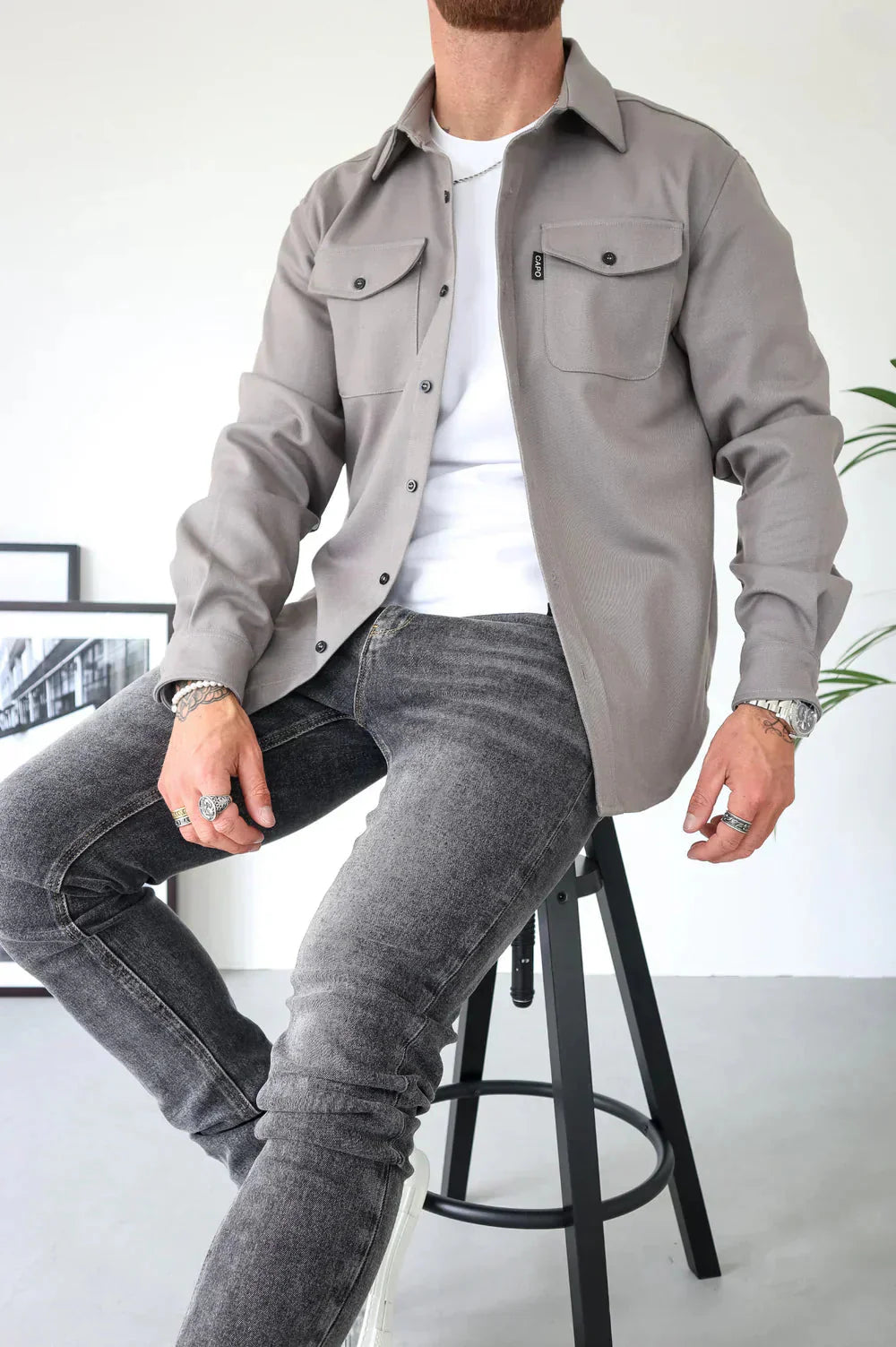 Überhemd - Button-Up - Langarm - Hemdjacke - Herrenjacke