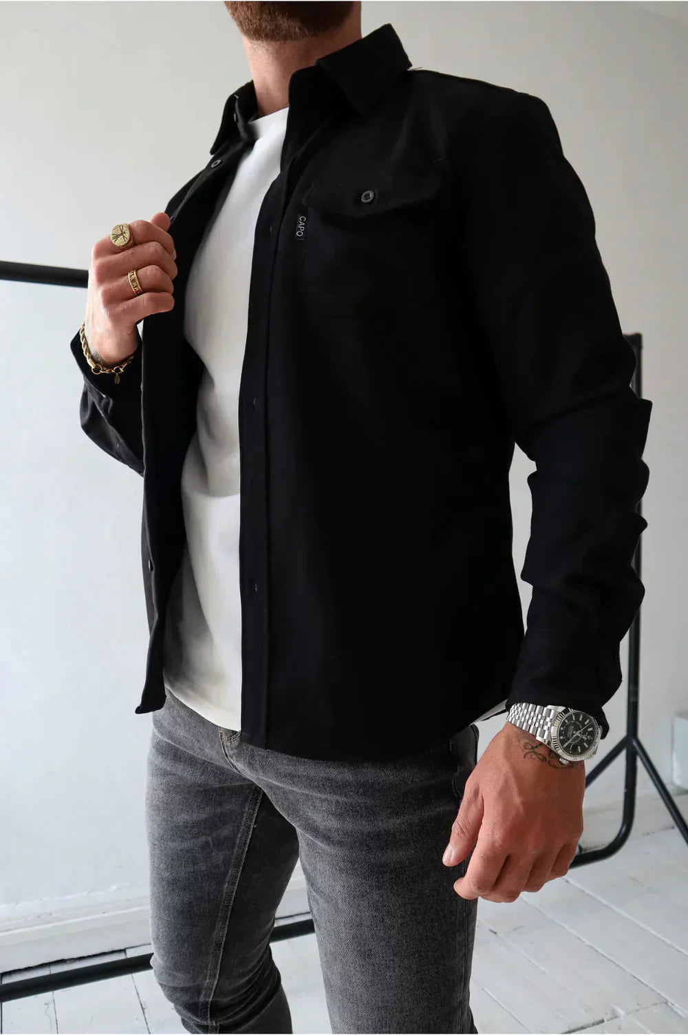 Überhemd - Button-Up - Langarm - Hemdjacke - Herrenjacke