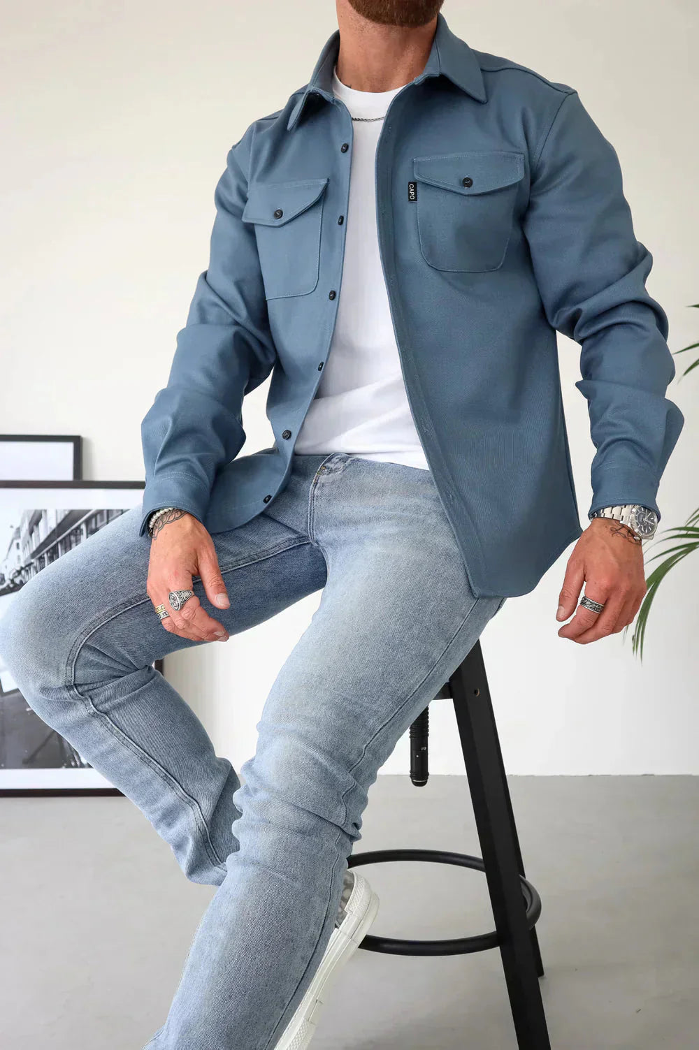 Überhemd - Button-Up - Langarm - Hemdjacke - Herrenjacke
