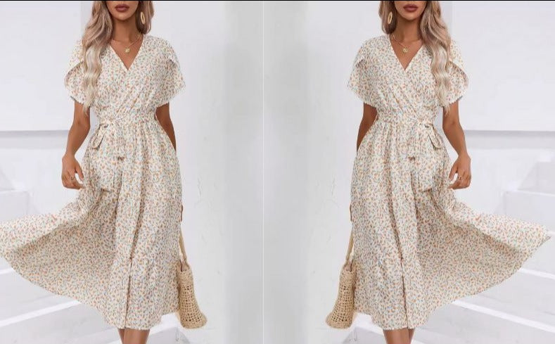 Lillymoda |  Natalee - Modisches bedrucktes Taillenkleid