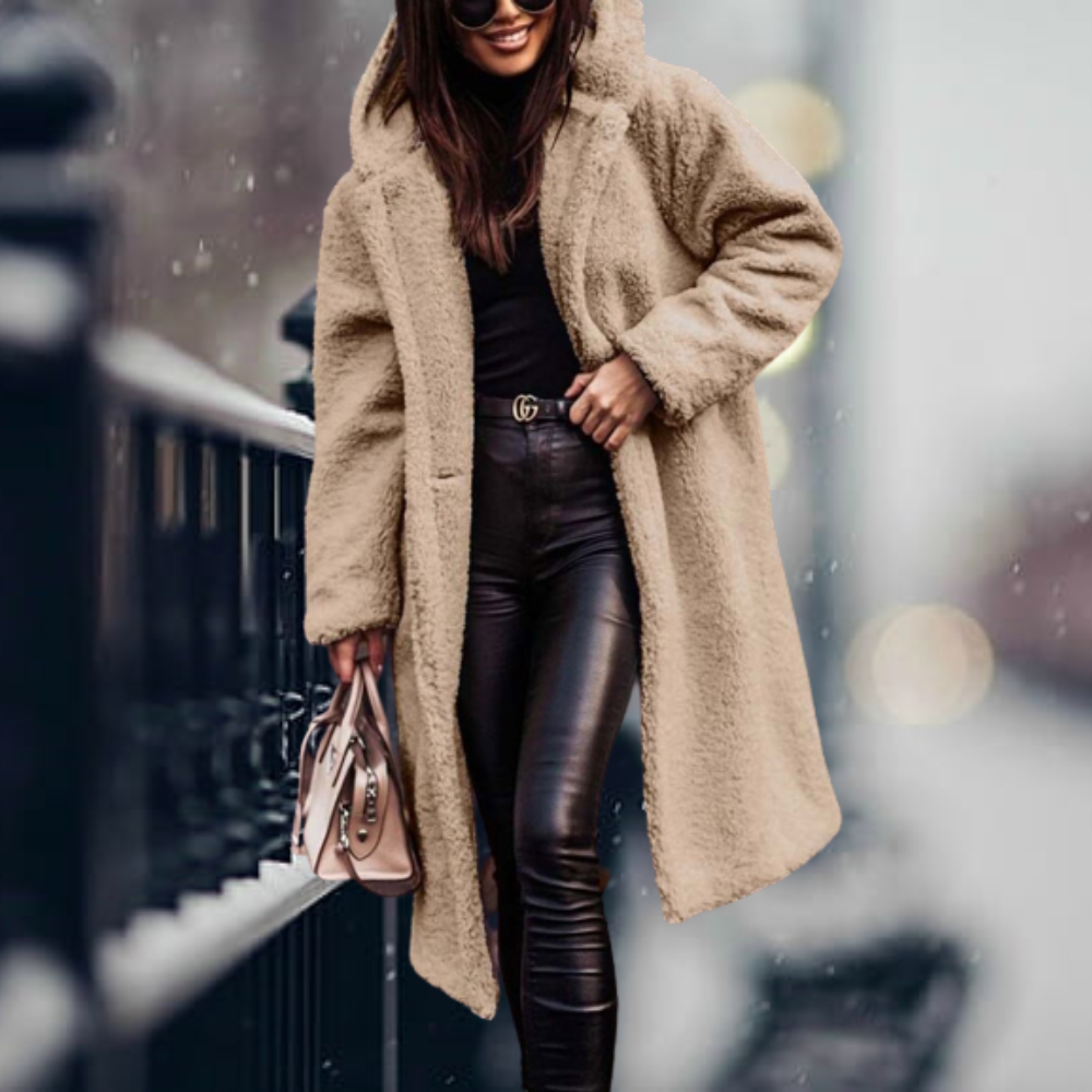 Lillymoda | Ailani - Eleganter Langer Plüsch Wintermantel für Damen
