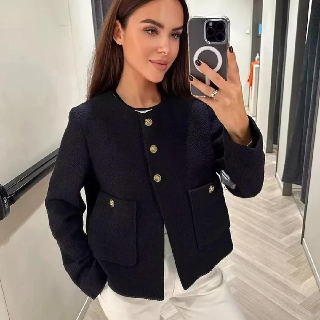 Hannah Jacke | Elegante Vintage Tweed-Jacke mit Knöpfen und Taschen