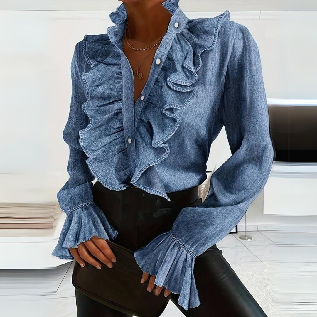 Simone Bluse | Elegante Damenbluse mit Rüschenakzenten