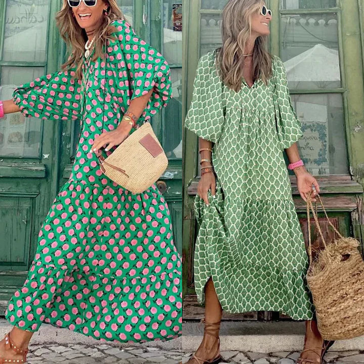 Lillymoda | Carmen - Lässiges bedrucktes Kleid mit fließendem Schnitt