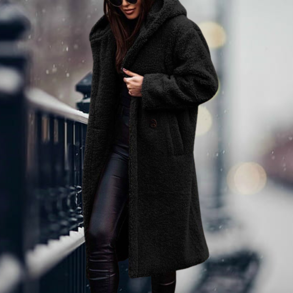 Lillymoda | Ailani - Eleganter Langer Plüsch Wintermantel für Damen