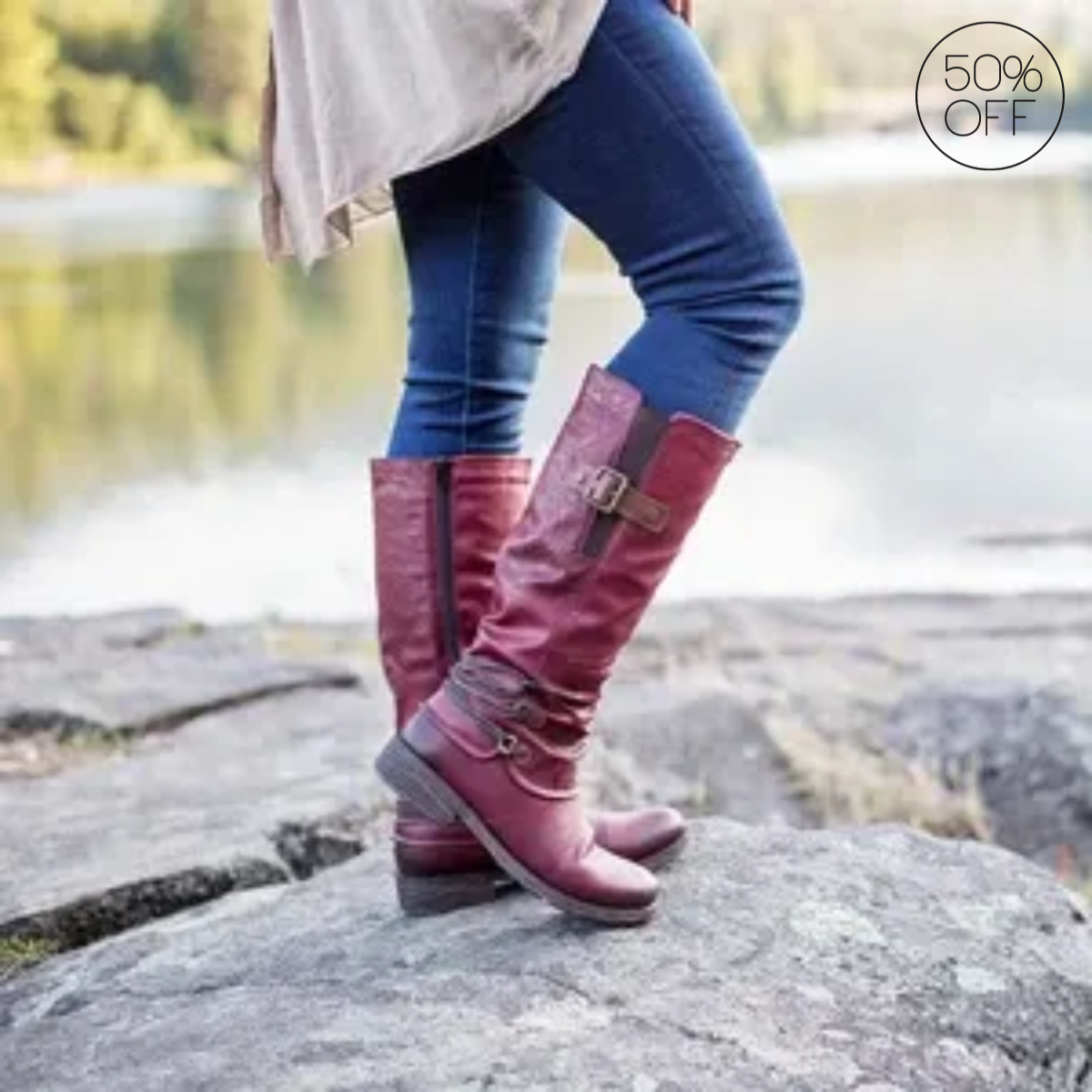 Lillymoda | Eliza - Hohe Stiefel mit Schnalle