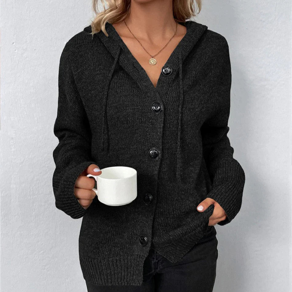 Alesia - Strickjacke mit Kapuze und Kordelzug