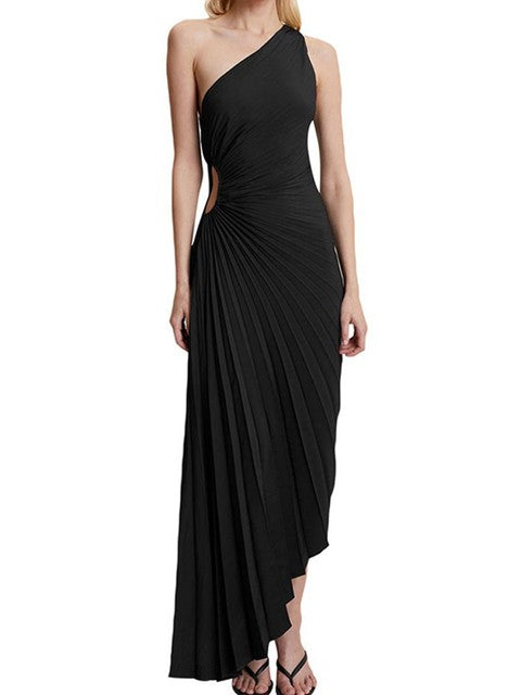 Lillymoda | Belle - Elegantes Plisseekleid mit einer Schulter