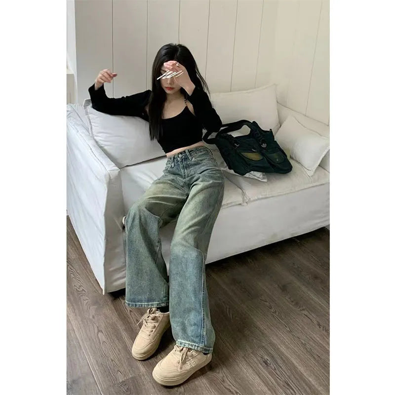 Bobbie- Baggy Straight Denimhose