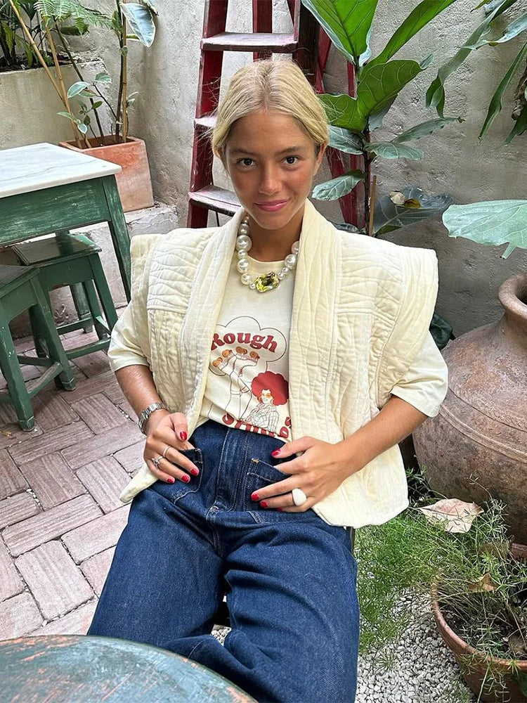 Lillymoda | Gianna - Vintage Gepolsterte Kurze Weste