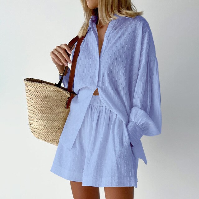 Lillymoda | Arabella - Lässiges Lockeres Set [Hemd+Shorts]