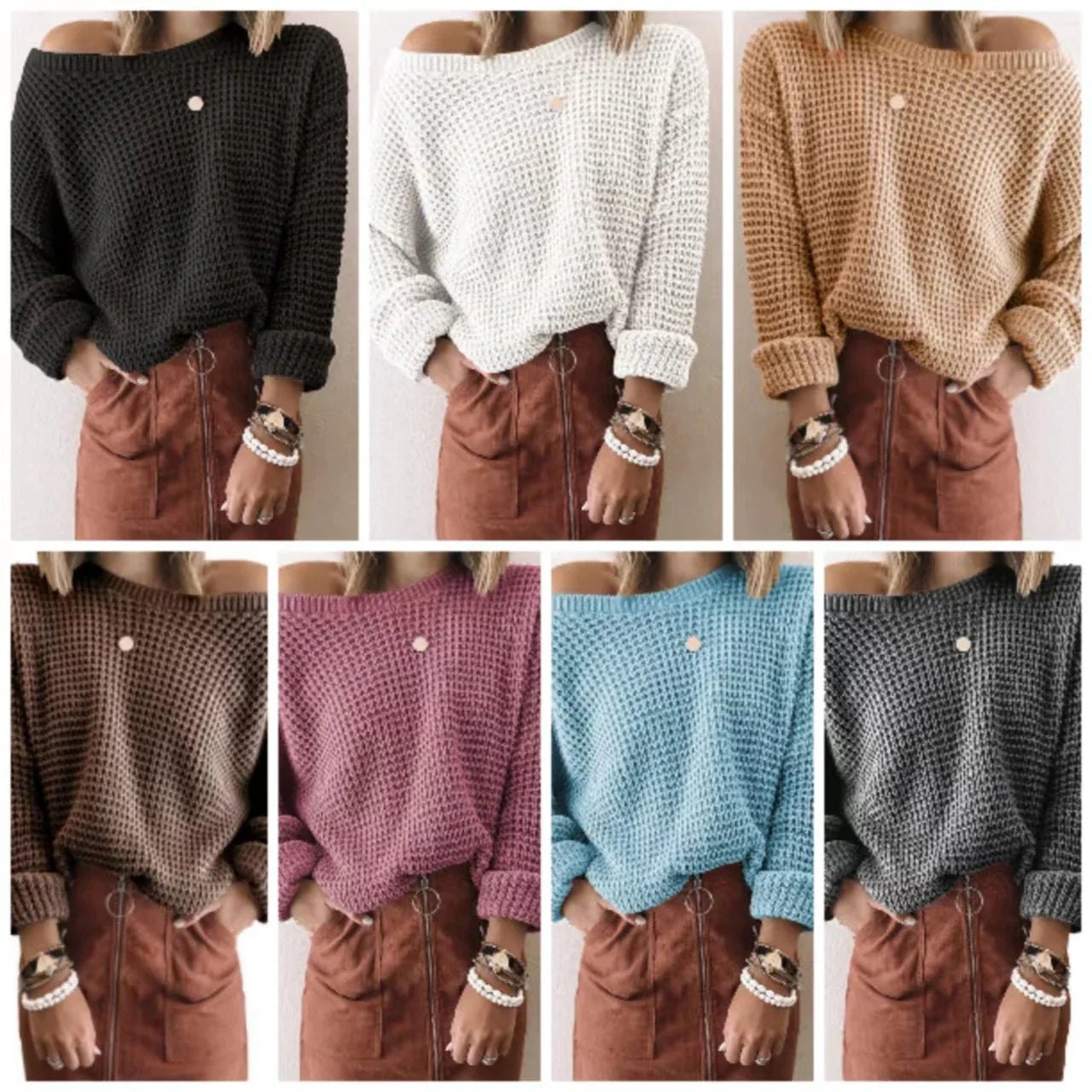 Lillymoda | Angela - Waffel Gestrickter Pullover
