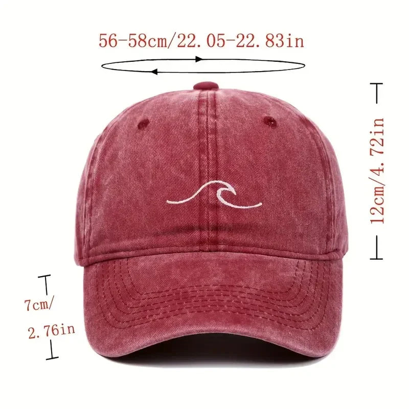 Baseballkappe mit Wellendesign-Stickerei für Frauen und Herren