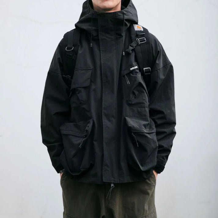 Wetterfeste Jacke | Oversize-Schnitt | Mit Kapuze | Cargo-Jacke | Herrenjacke