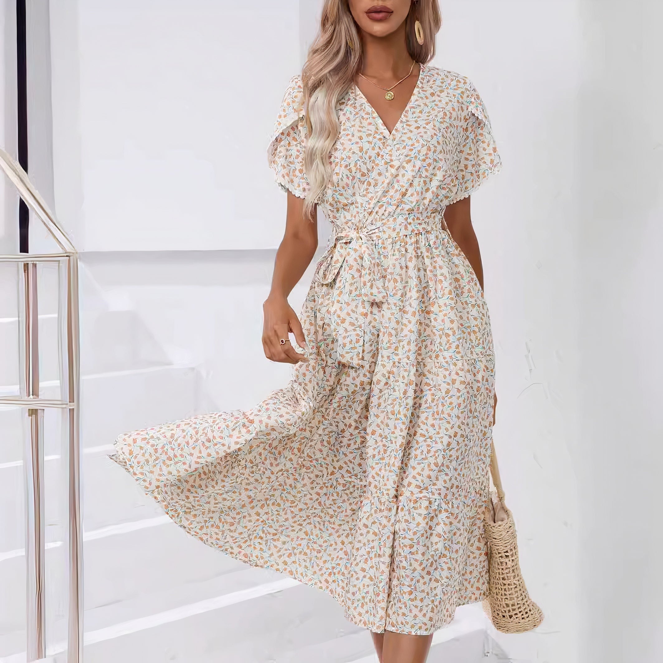 Lillymoda |  Natalee - Modisches bedrucktes Taillenkleid