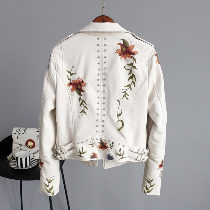 Lillymoda | Eliana - Lederjacke mit Blumendetails