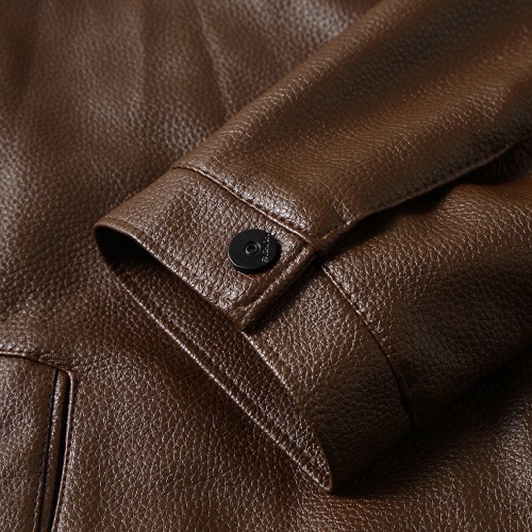 Winter-Lederjacke – Kunstleder – Reißverschluss – Fleece-gefüttert