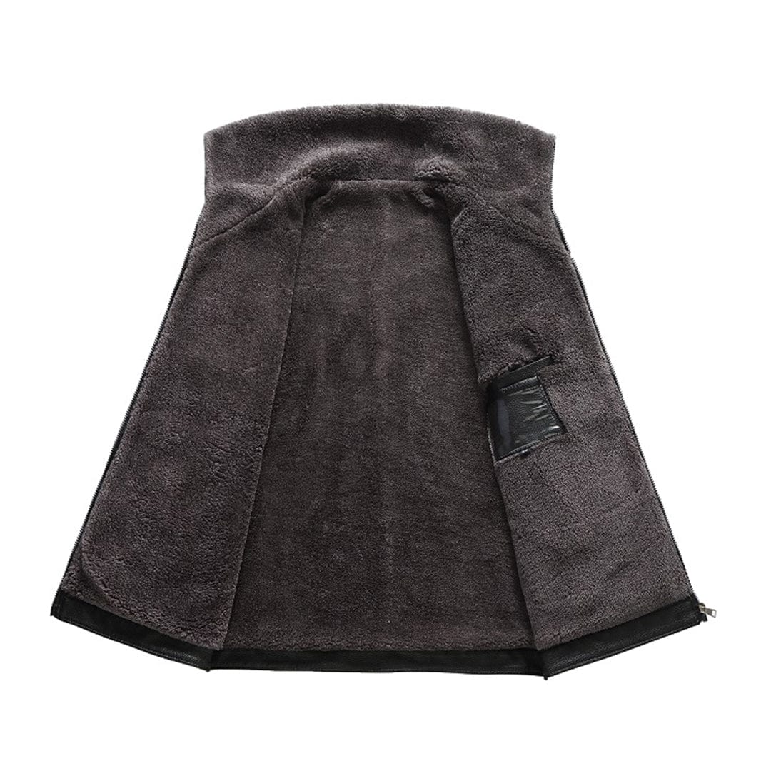 Winter-Lederjacke – Kunstleder – Reißverschluss – Fleece-gefüttert